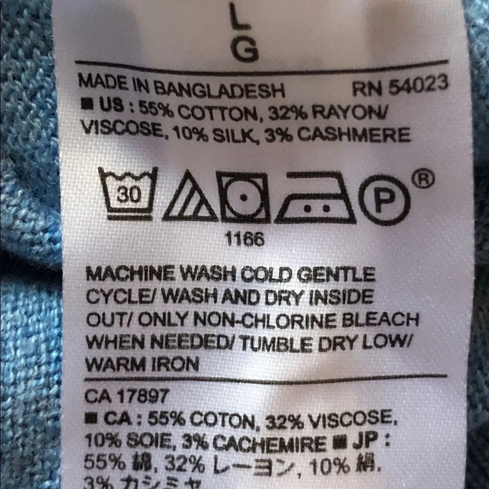 Banana Republic Men’s Luxe Yarn Cotton/silk/cashmere Blend Blue Sweater Large
